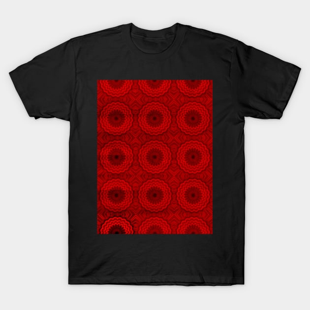 Red Flowers Woven On Silk Pattern T-Shirt by Urban_Vintage